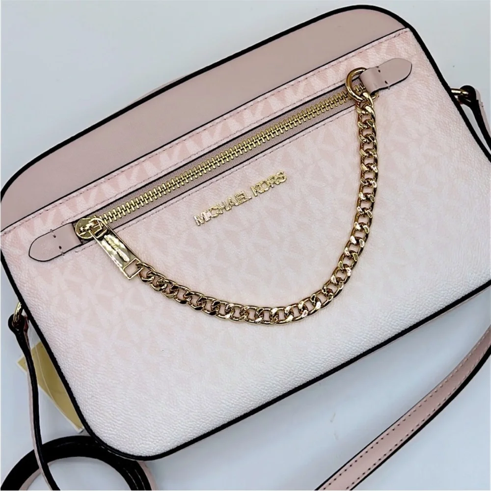 Michael Kors Jet Set Large Ombré Signature LogoEast West Crossbody Powder Blush - Picture 9 of 12
